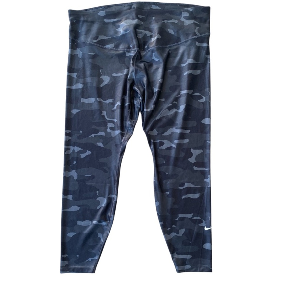 Nike Dri Fit Leggings Womens Plus Size 2X Black Gray Shiny Camouflage Athletic